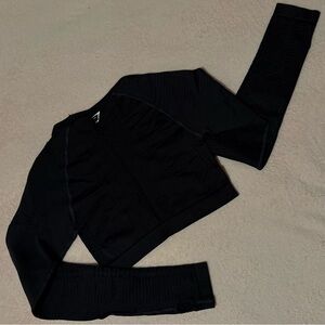 NWOT Gymshark Black Laser Cut Long Sleeve Contour Crop Top with Thumb Holes - M